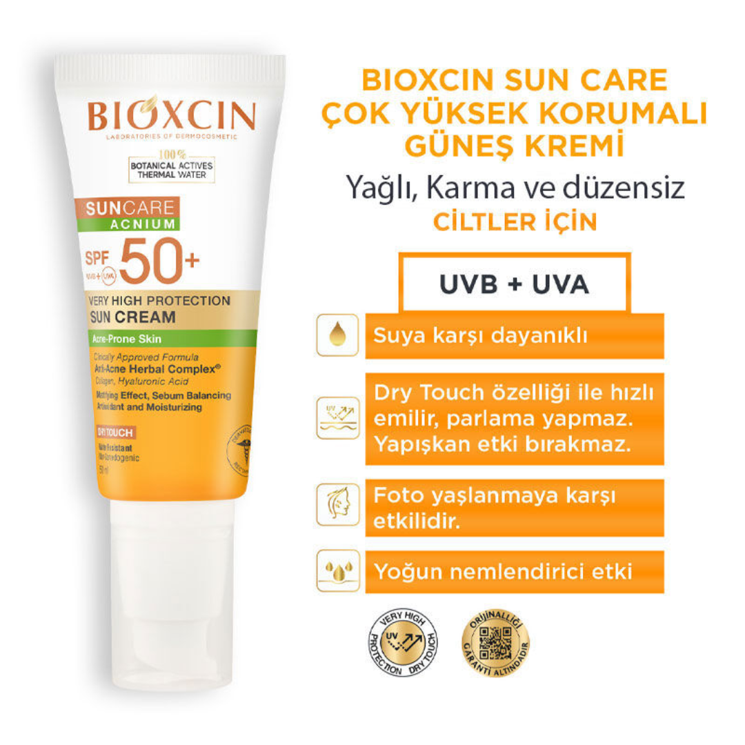 Bioxcin Sun Care Akneye Eğilimli Ciltler için SPF50 Güneş Kremi 50 ml