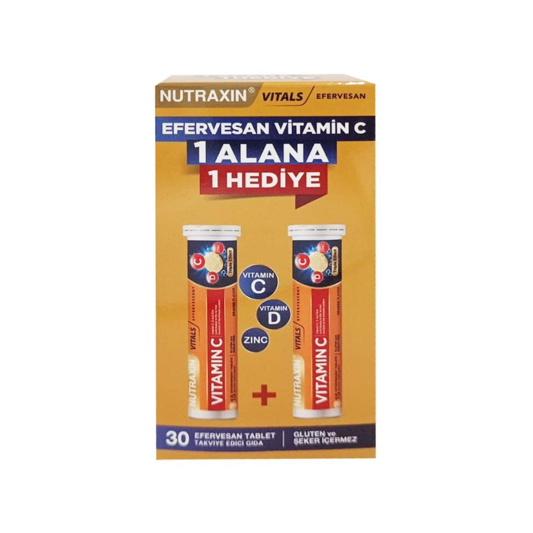 Nutraxin Vitamin C-D-Zinc 15 Efervesan Tablet 1 Alana 1 Bedava