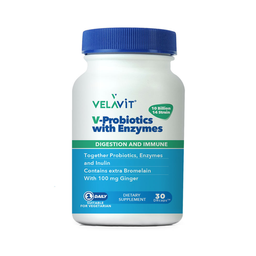 Velavit V-Probiotics Enzymes Takviye Edici Gıda 30 Kapsül