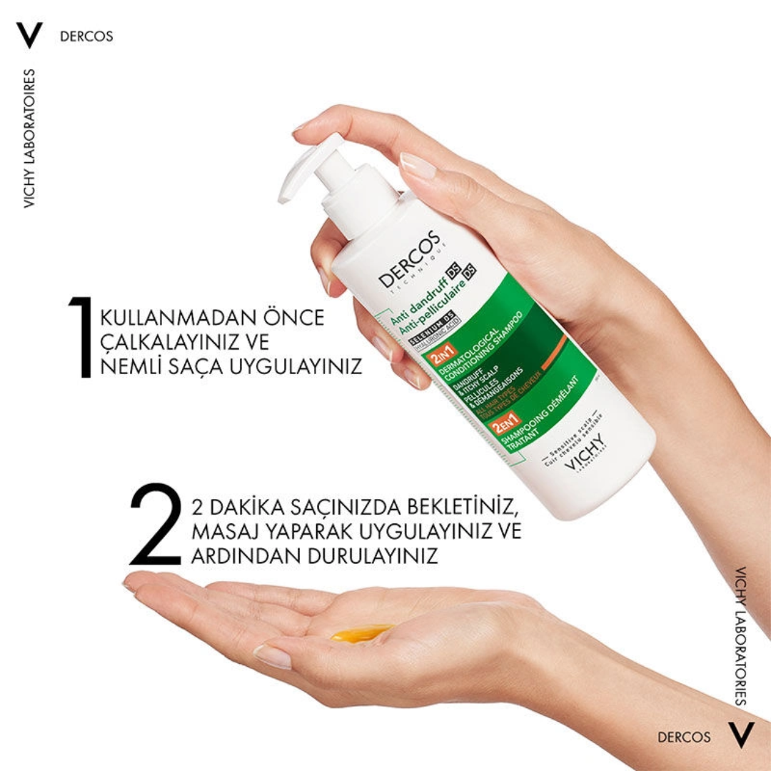 Vichy Dercos 2'si 1 Arada Kepek Karşıtı ve Nemlendirici Şampuan 390 ml