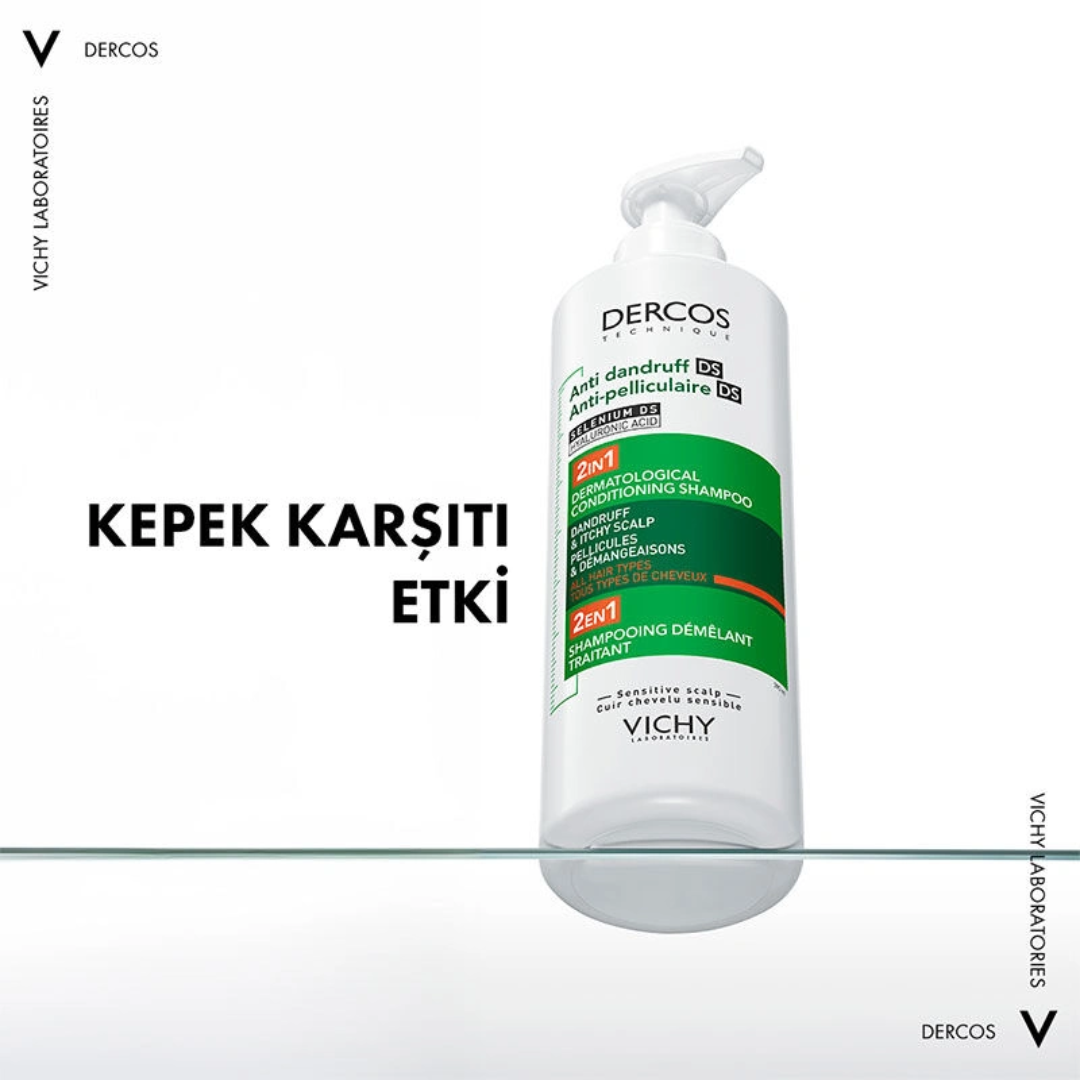 Vichy Dercos 2'si 1 Arada Kepek Karşıtı ve Nemlendirici Şampuan 390 ml