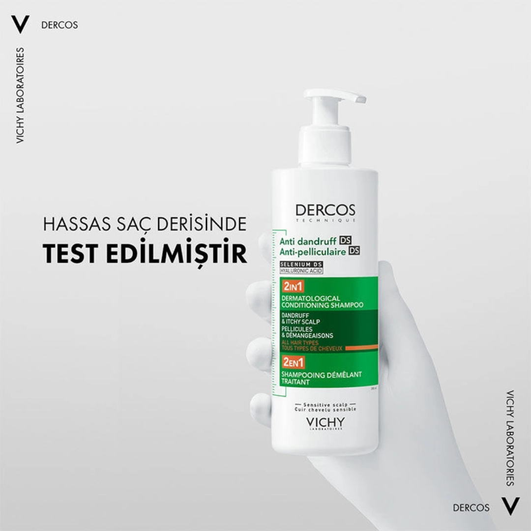 Vichy Dercos 2'si 1 Arada Kepek Karşıtı ve Nemlendirici Şampuan 390 ml