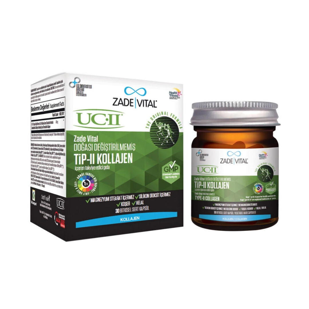 Zade Vital Tip 2 Collagen Takviye Edici Gıda 30 Bitkisel Sert Kapsül