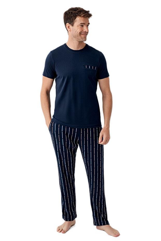 Arnetta Erkek Lacivert Battal Beden Pijama Takımı 3679 