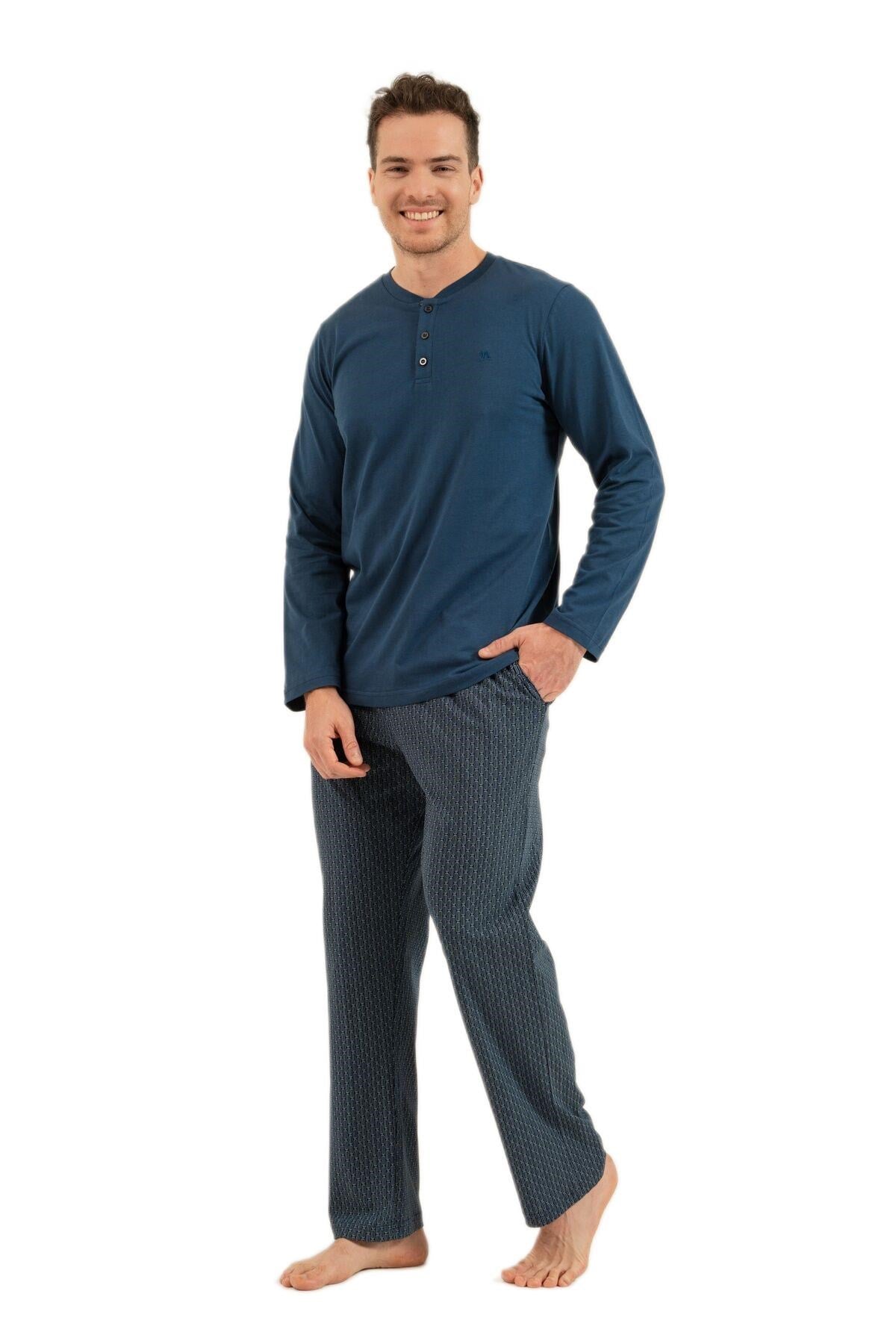 Arnetta Erkek Lacivert Uzun Kollu Pijama Takımı 3841-S 