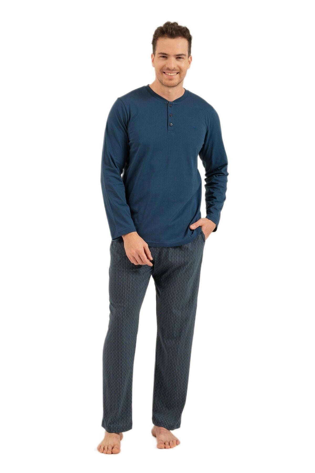 Arnetta Erkek Lacivert Uzun Kollu Pijama Takımı 3841-S 