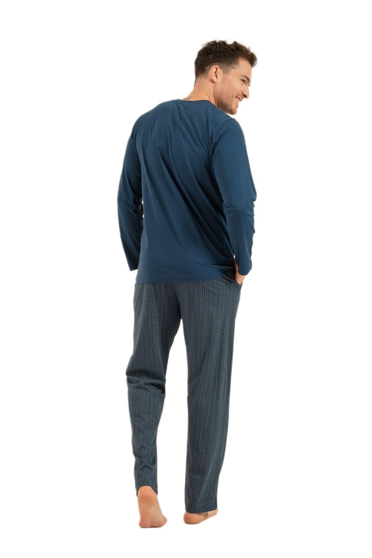 Arnetta Erkek Lacivert Uzun Kollu Pijama Takımı 3841-S 