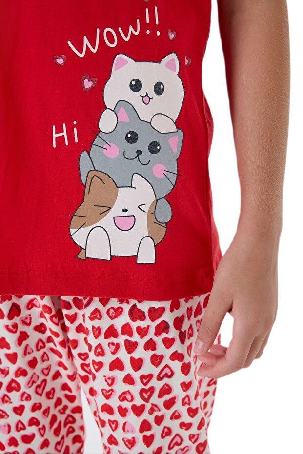 Arnetta Kız Çocuk Kırmızı Pijama Takımı 3581-2 