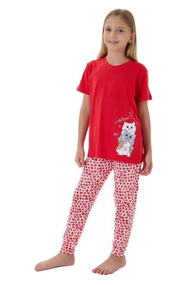 Arnetta Kız Çocuk Kırmızı Pijama Takımı 3581-2 