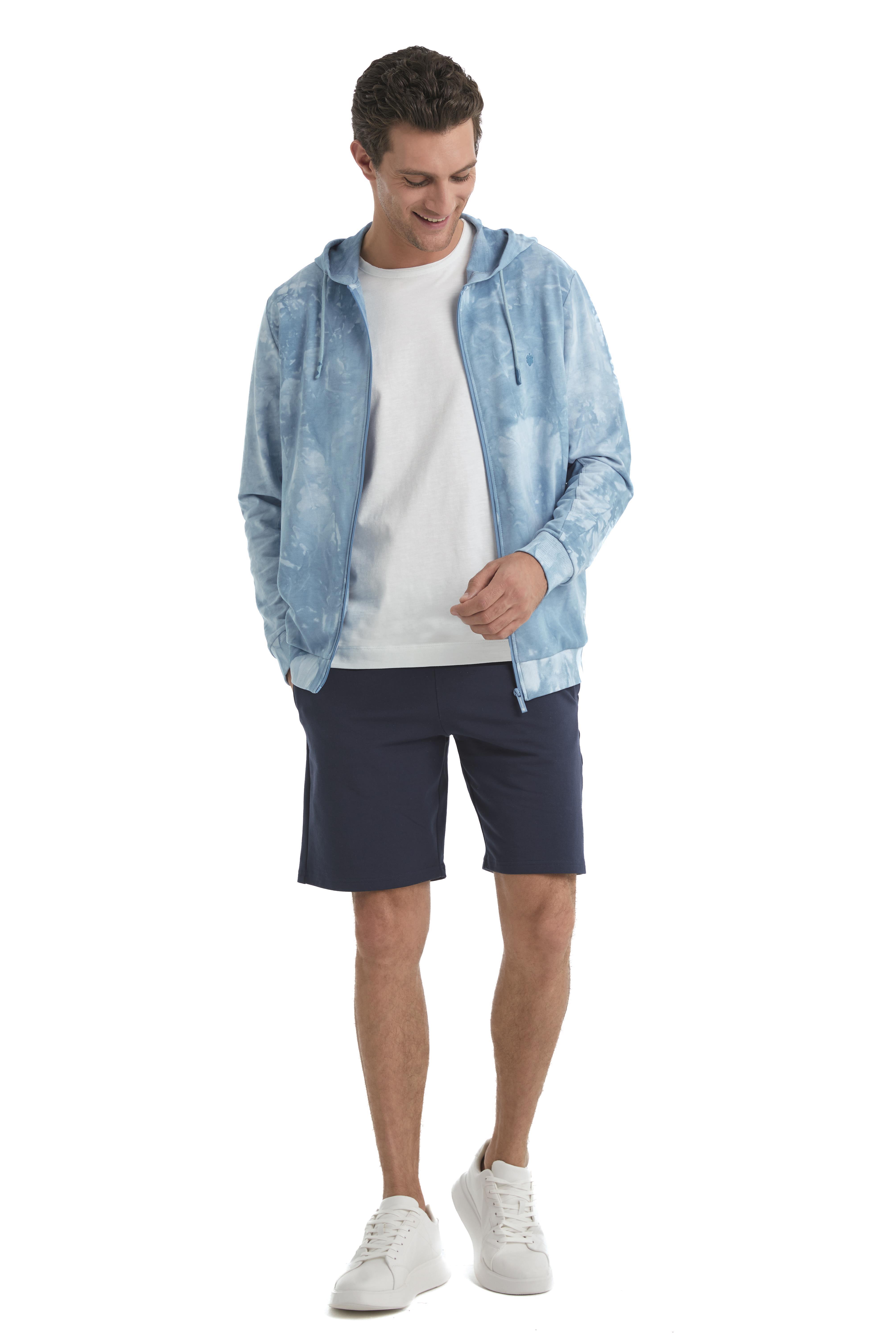 Blackspade Erkek Mavi Fermuarlı Kapüşonlu Sweatshirt 40504 
