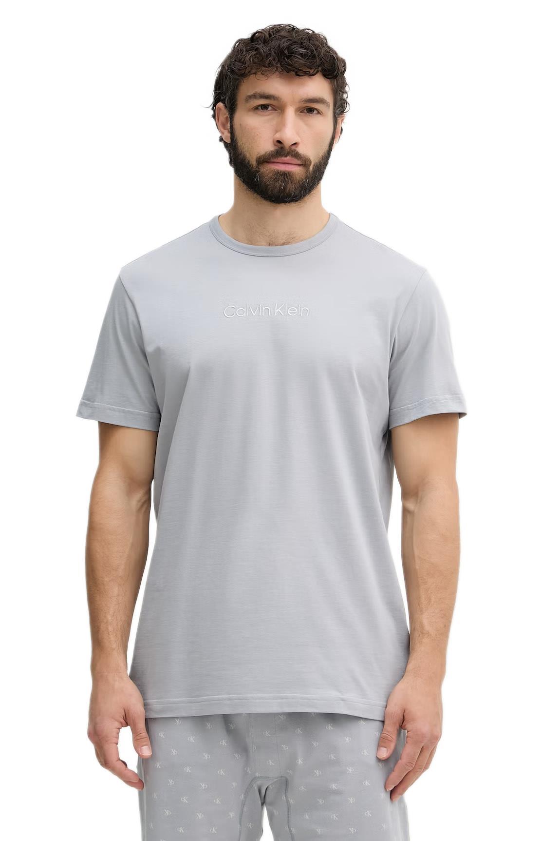 Calvin Klein Erkek Gri Kısa Kollu Şortlu Pijama Takımı LV00NM2900 