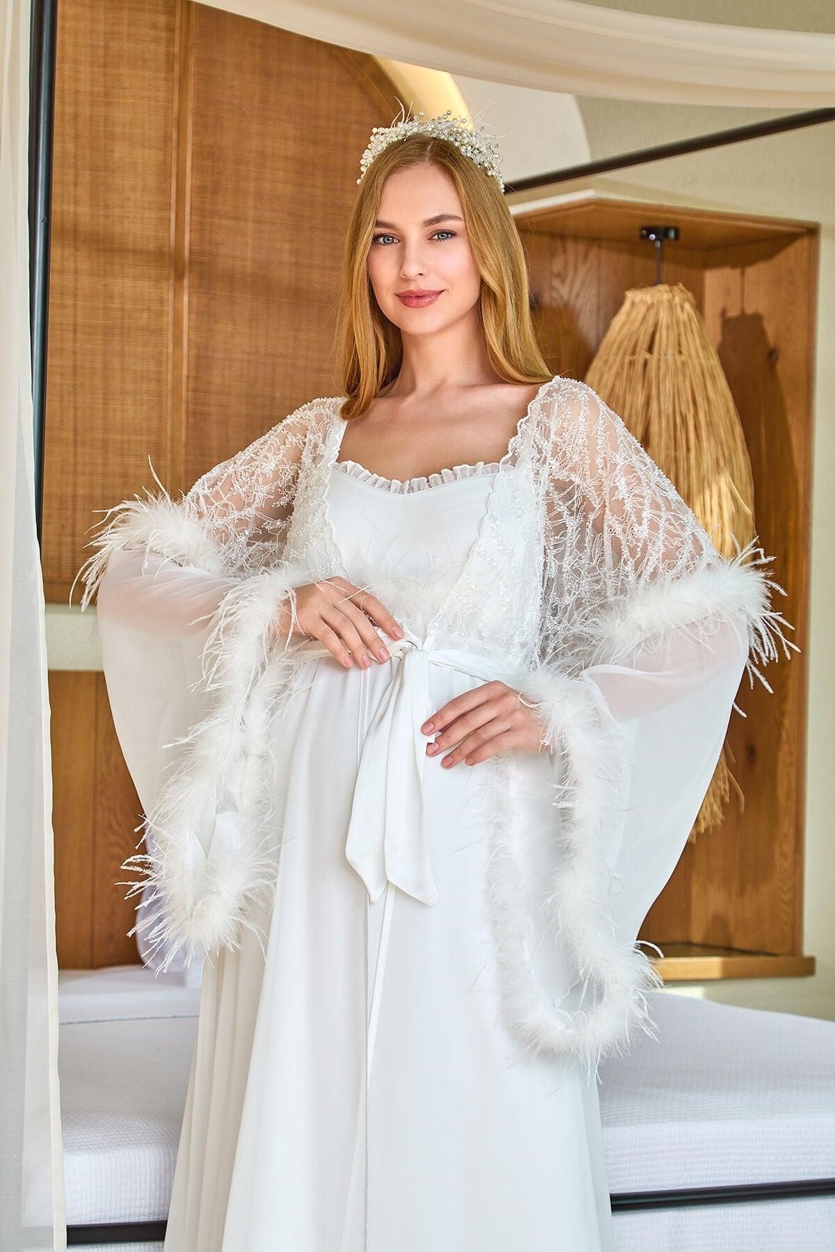 Cossy By Aqua Kadın Krem Sabahlık A25596 