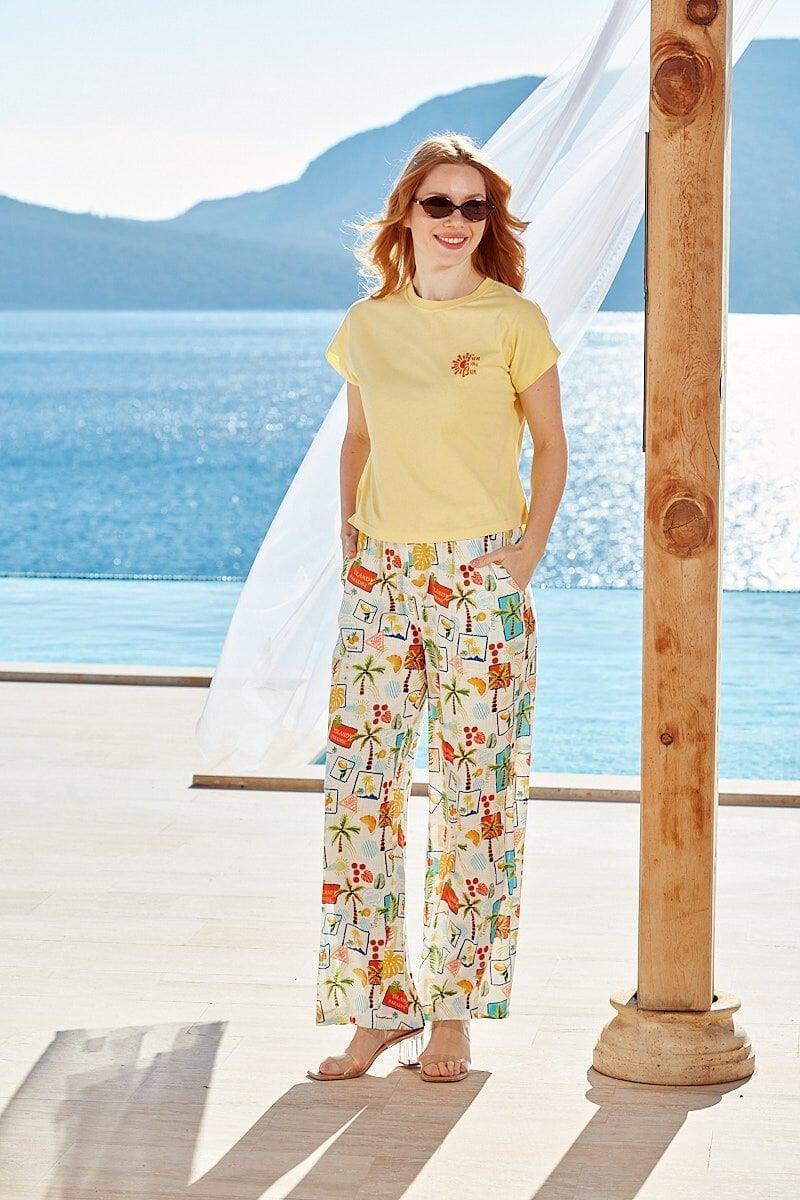 Cossy By Aqua Kadın Sarı Pijama Takımı 26501 