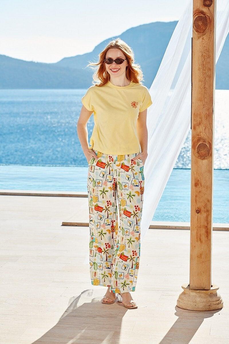 Cossy By Aqua Kadın Sarı Pijama Takımı 26501 