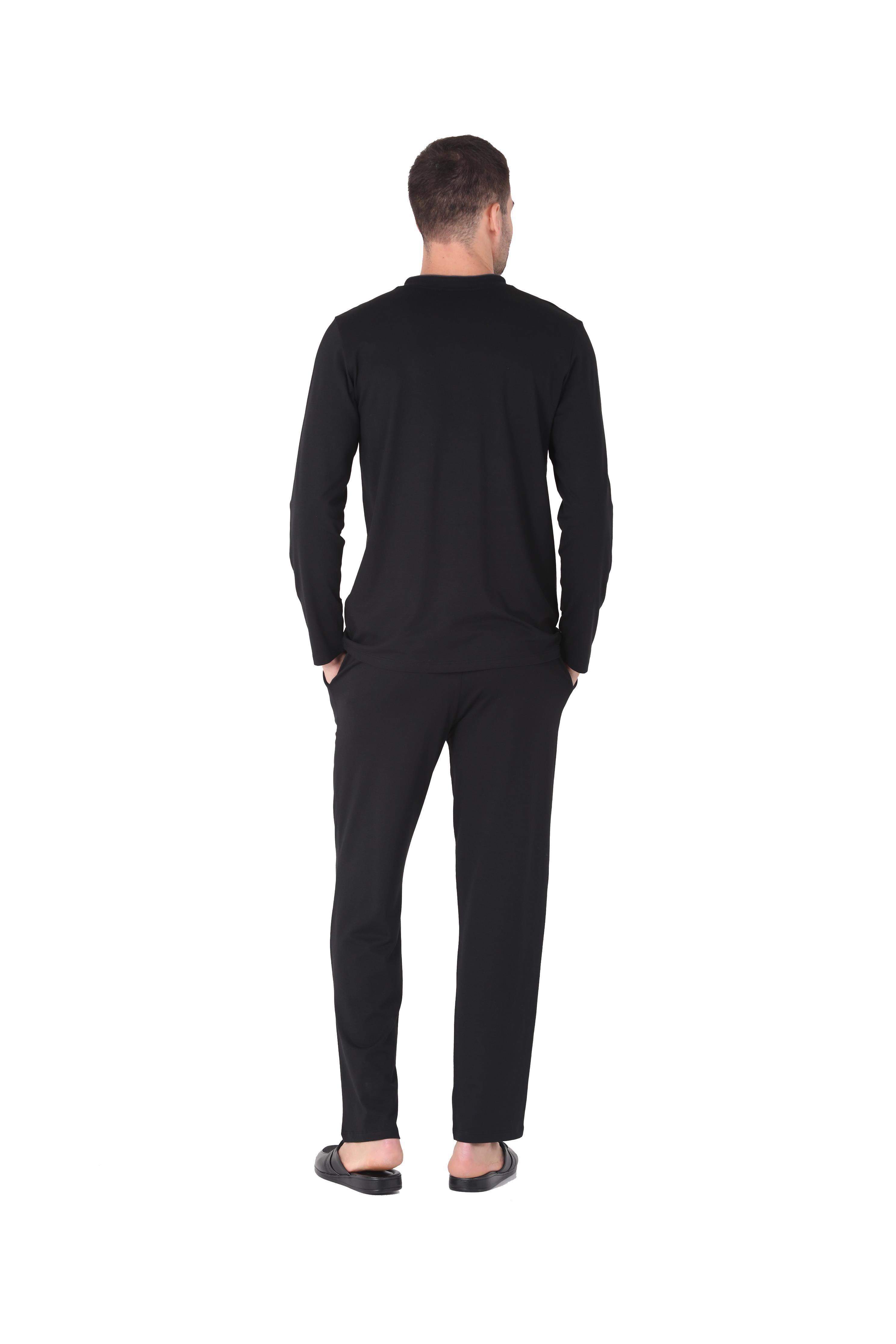 D's Damat Erkek Siyah Eşofman Pijama 5'li Takım 234003
