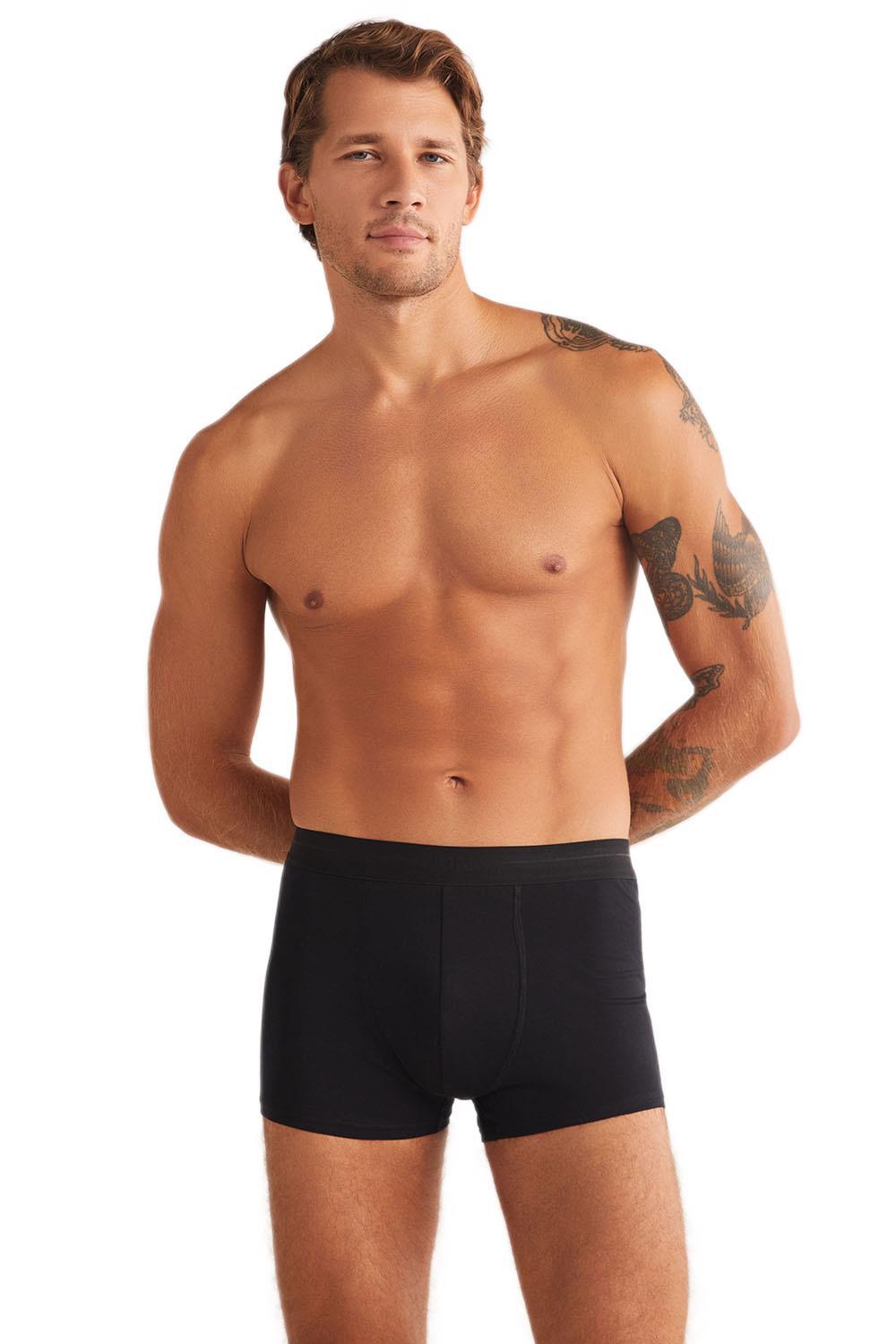 Kom Colin Pamuklu 2'li Erkek Siyah Boxer