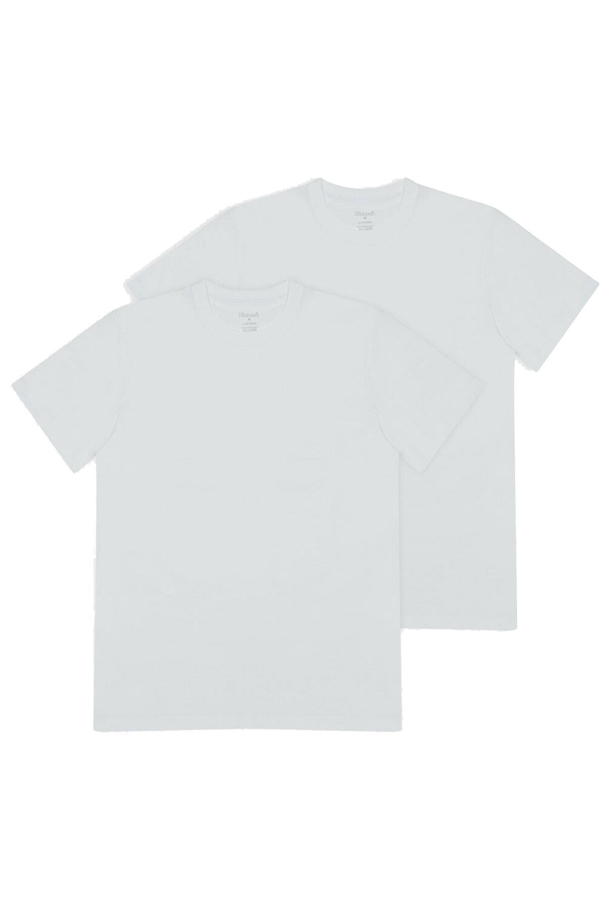 Kom Eduardo Bisiklet Yaka 2'li Erkek Beyaz Tshirt