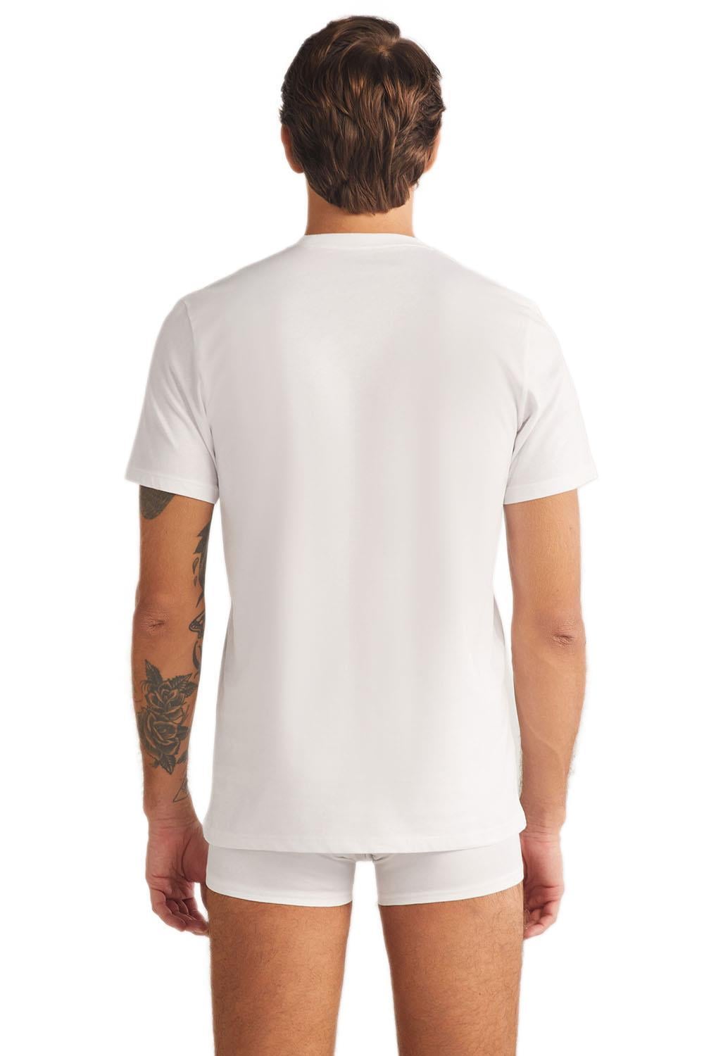 Kom Eduardo Bisiklet Yaka 2'li Erkek Beyaz Tshirt