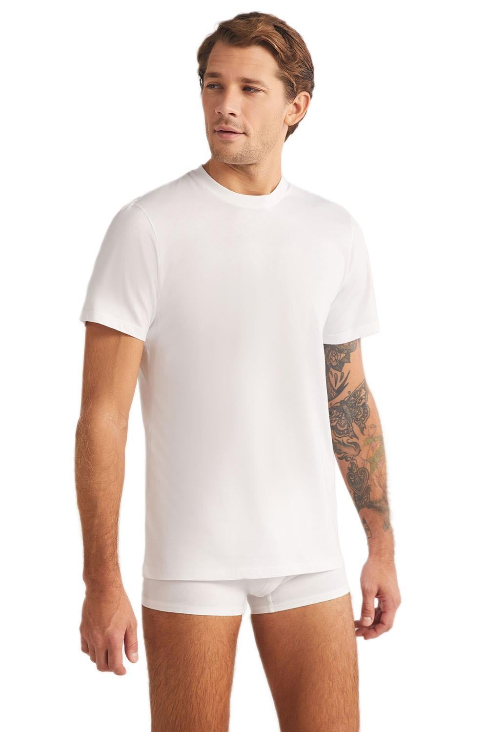 Kom Eduardo Bisiklet Yaka 2'li Erkek Beyaz Tshirt
