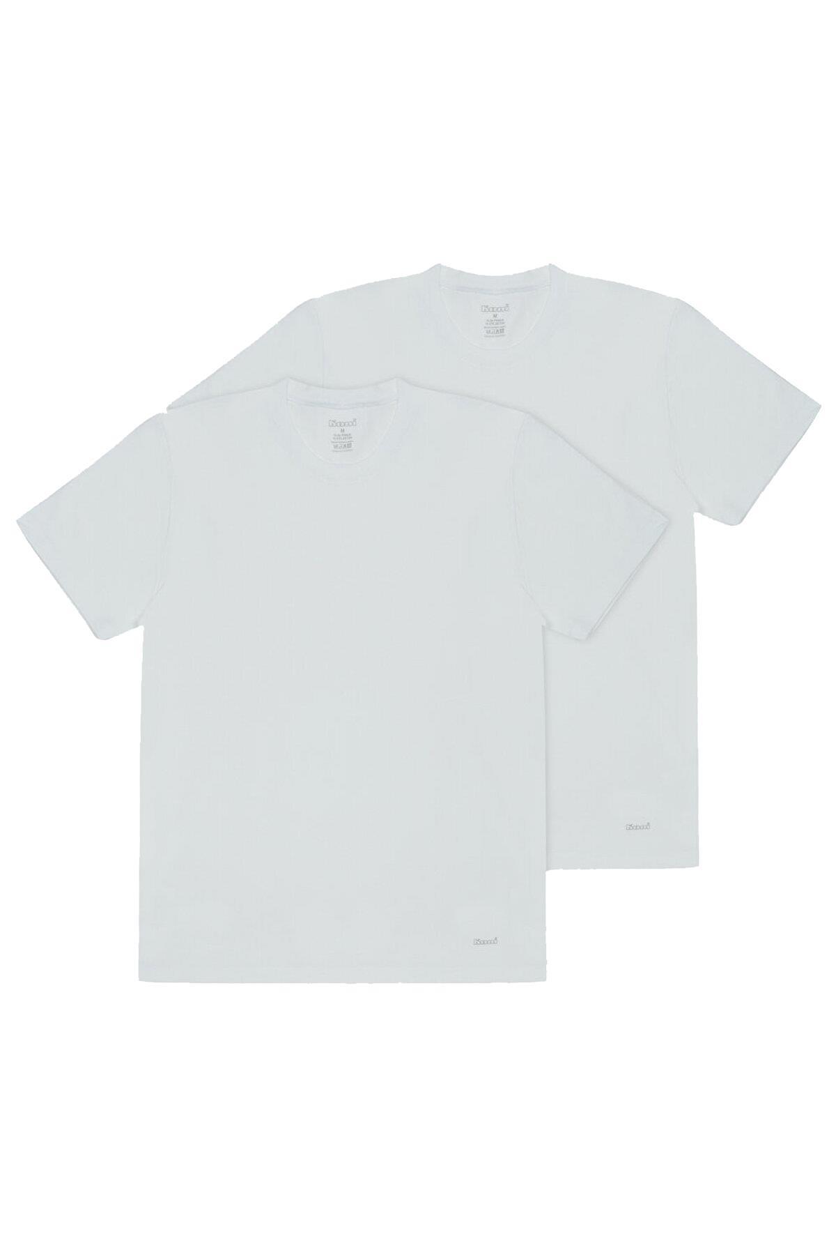 Kom James Bisiklet Yaka 2'li Erkek Beyaz Tshirt