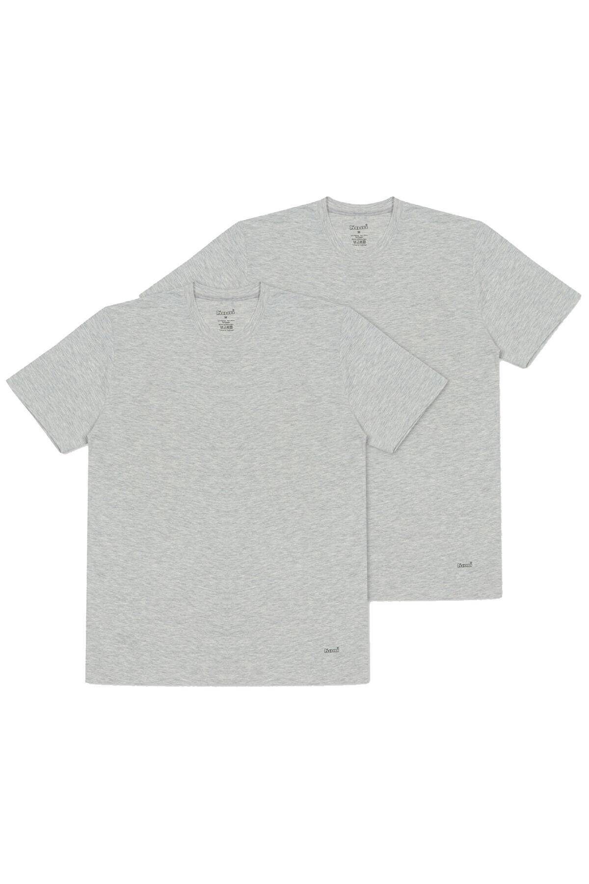Kom James Bisiklet Yaka 2'li Erkek Gri Tshirt