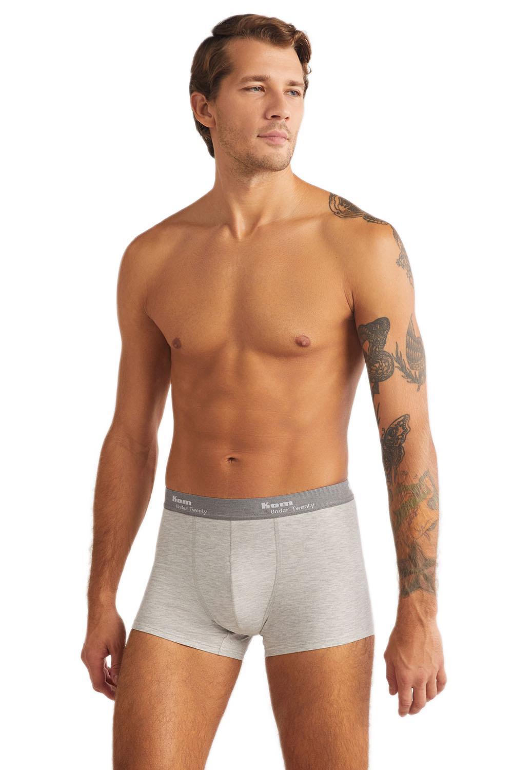 Kom Tight Pamuklu 2'li Erkek Gri Boxer