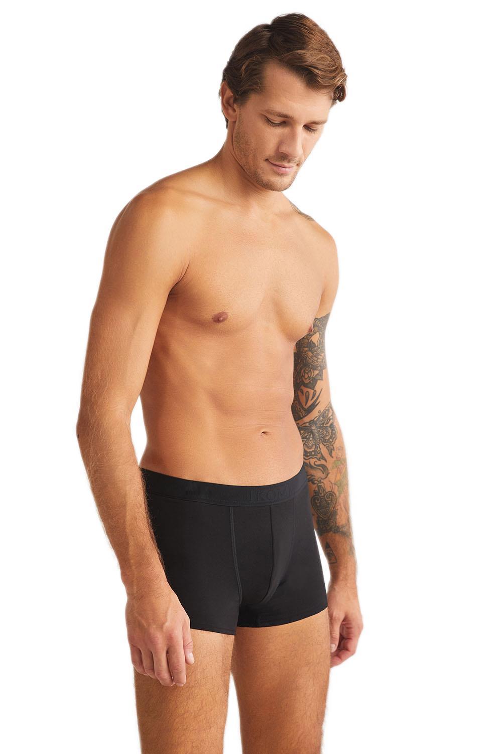 Kom Troy Pamuk Modal Erkek Siyah Boxer 