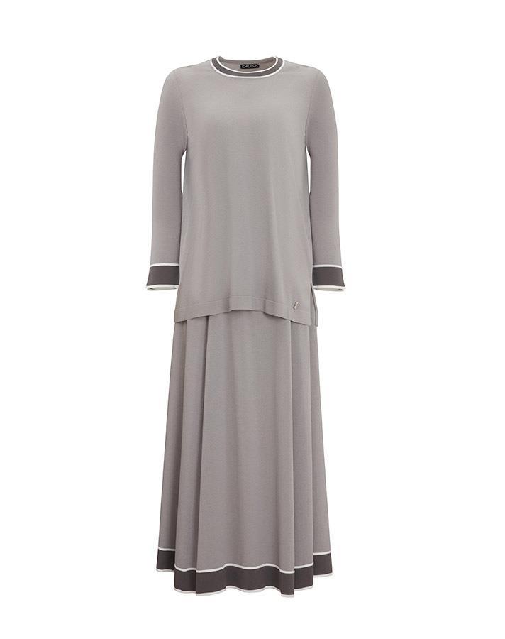 Miss Dalida Gri Yakası ve Bileği Renkli Tunik T25Y-6028
