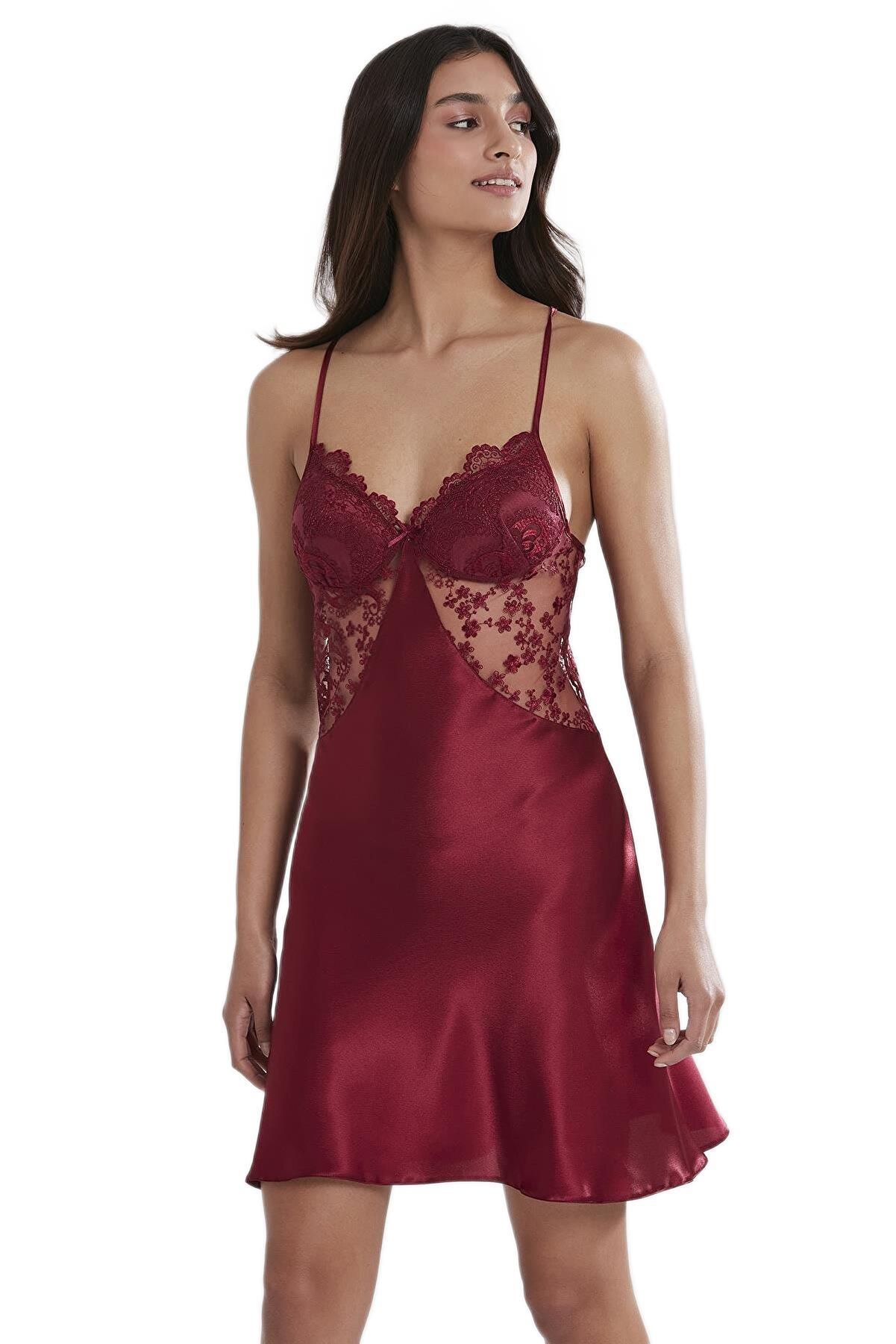 Pierre Cardin Kadın Bordo Altılı Saten Çeyiz Seti 6225
