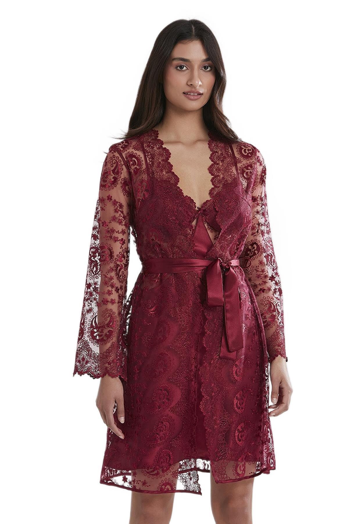 Pierre Cardin Kadın Bordo Altılı Saten Çeyiz Seti 6225