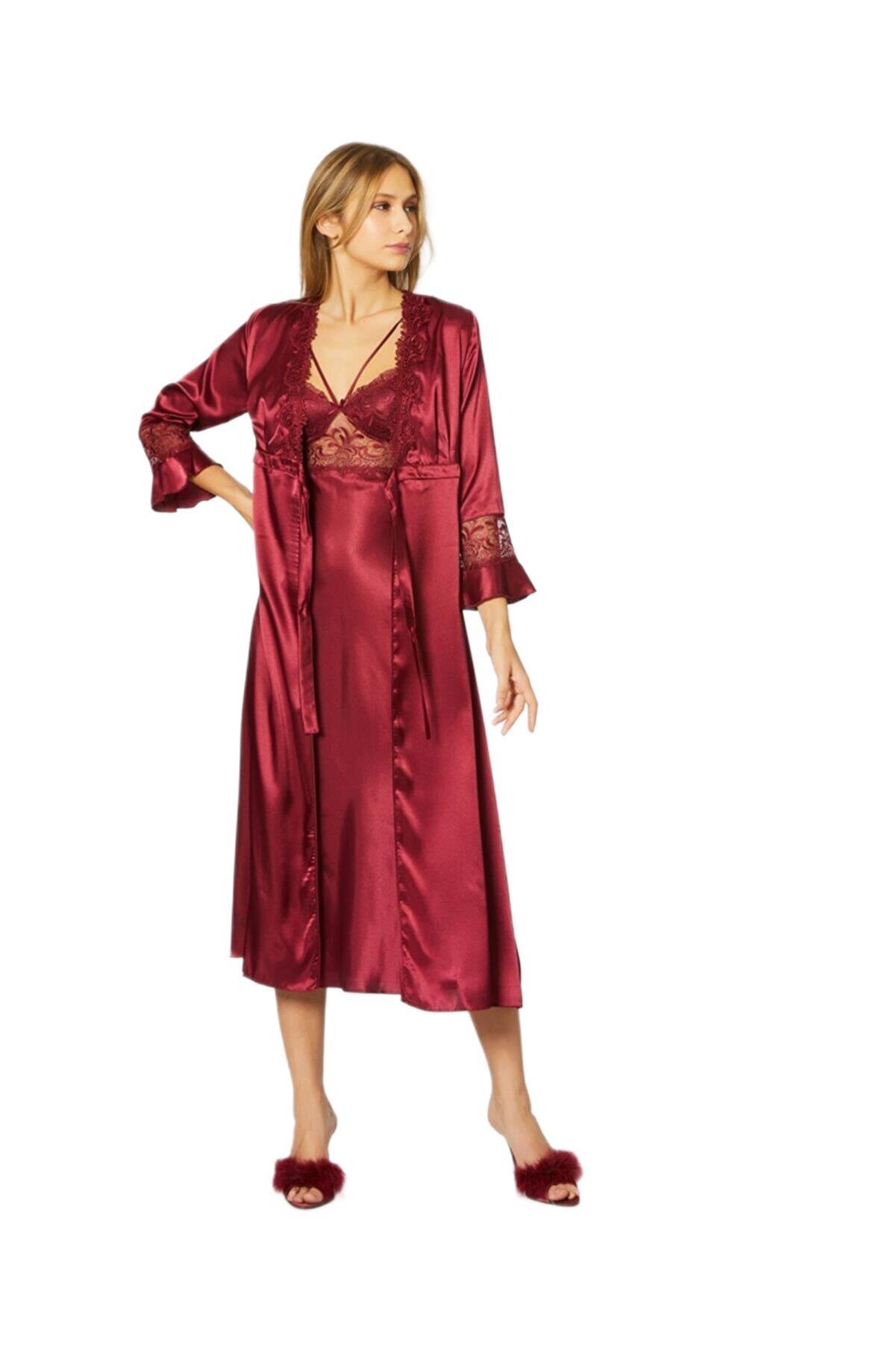 Pierre Cardin Kadın Bordo Altılı Saten Çeyiz Seti 6025