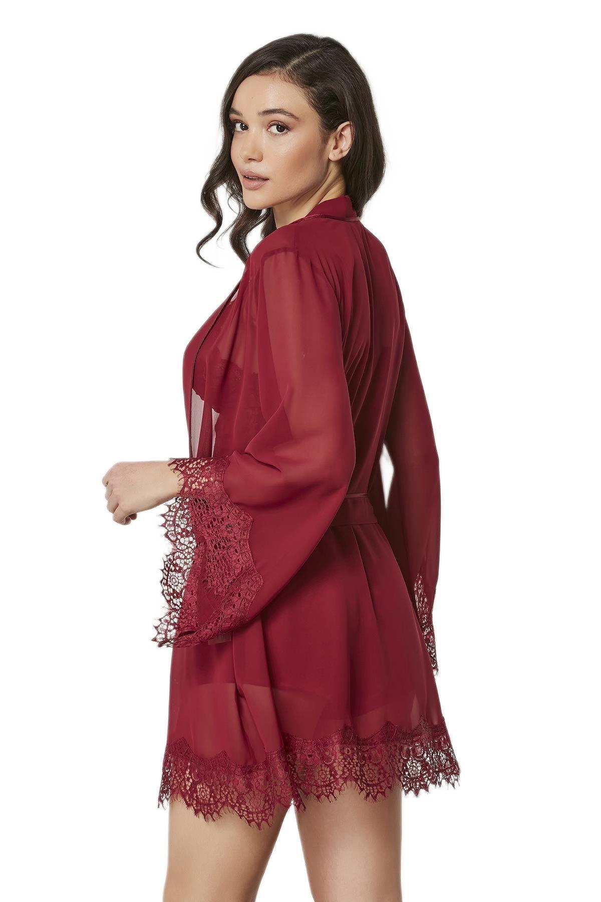 Pierre Cardin Kadın Bordo Saten Dörtlü Çeyiz Seti 7005