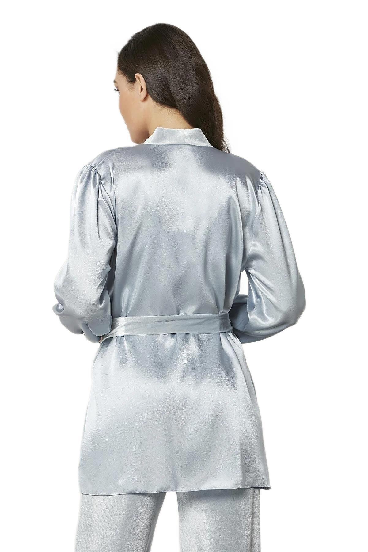 Pierre Cardin Kadın Kadife Saten 3'lü Crop'lu Pijama Takımı 2050 