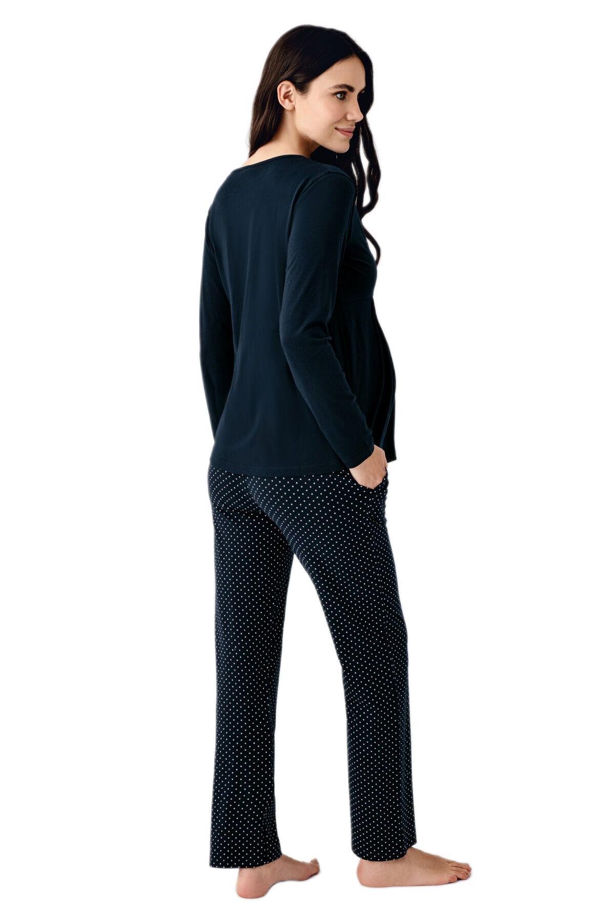 Pierre Cardin Kadın Lacivert Lohusa Pijama Takımı 9094-S