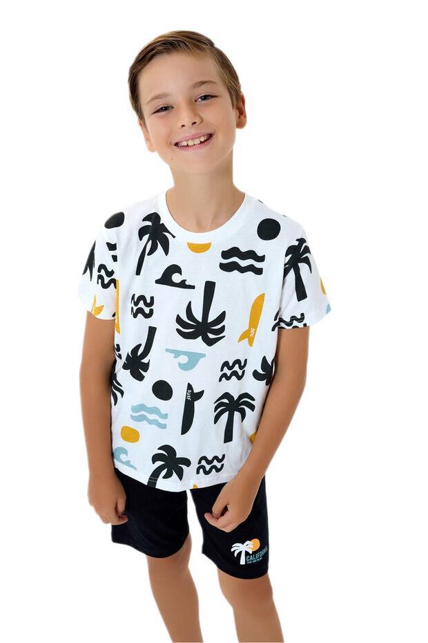 Rolypoly Erkek Çocuk Beyaz Şortlu Pijama Takım 3754-2 