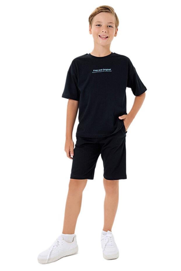 Rolypoly Erkek Çocuk Siyah Şortlu Pijama Takım 3738 
