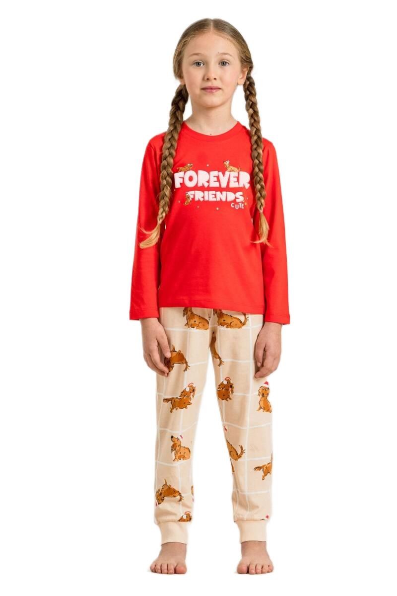 Rolypoly Kız Çocuk Kırmızı Uzun Kol Pijama Takımı 3907-G 