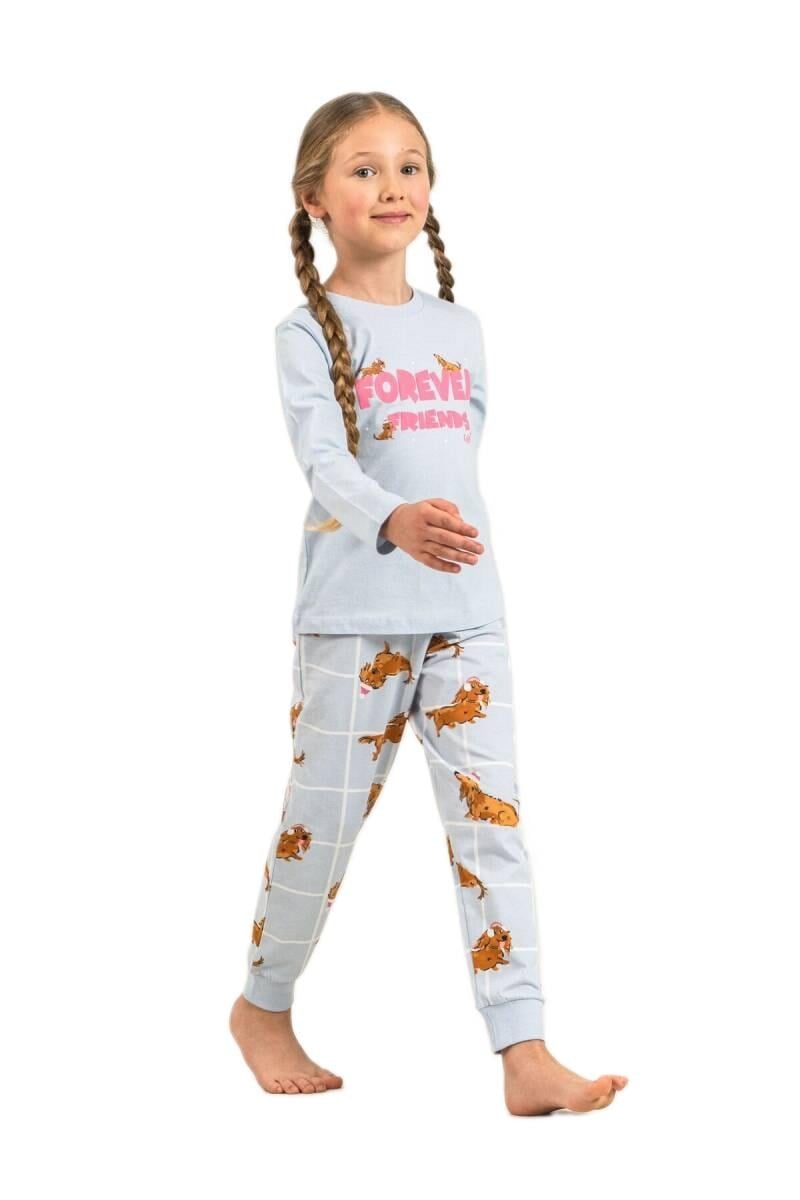 Rolypoly Kız Çocuk Mavi Uzun Kol Pijama Takımı 3907-G 