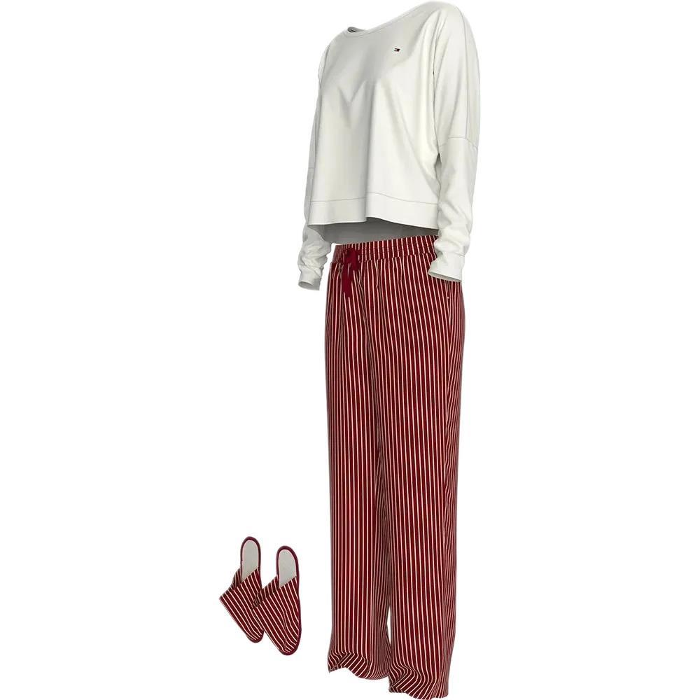 Tommy Hilfiger Kadın Kırmızı Pijama Takımı ( Terlik Hediyeli ) UW0UW04853