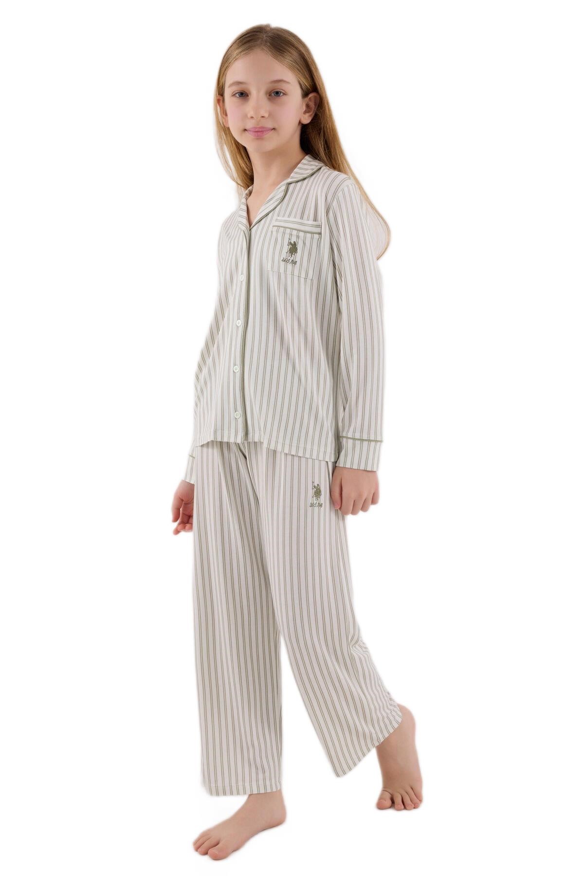 U.S.Polo Assn Kız Çocuk Yeşil Uzun Kollu Pijama Takımı 2326-G 