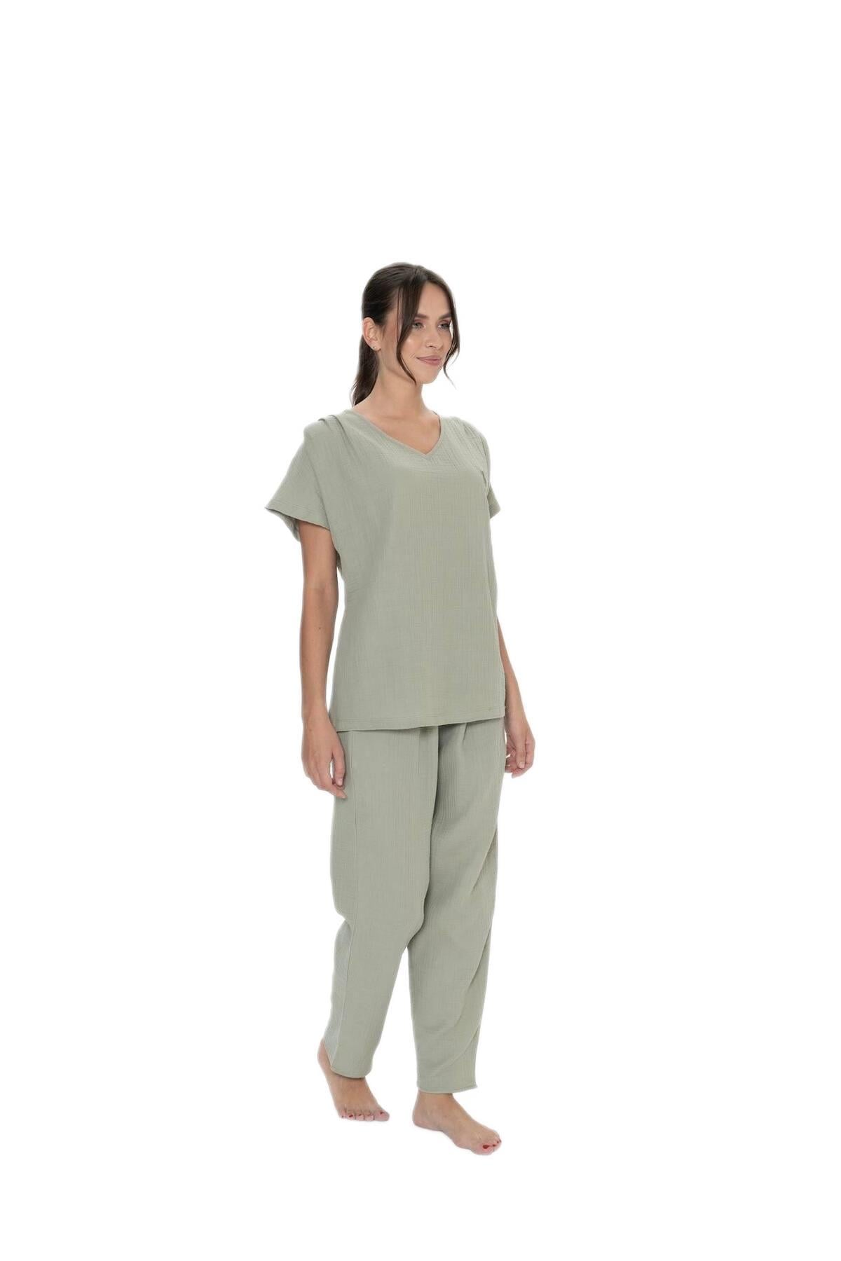 U.S. Polo Assn. Kadın Haki Pijama Takım 20015 