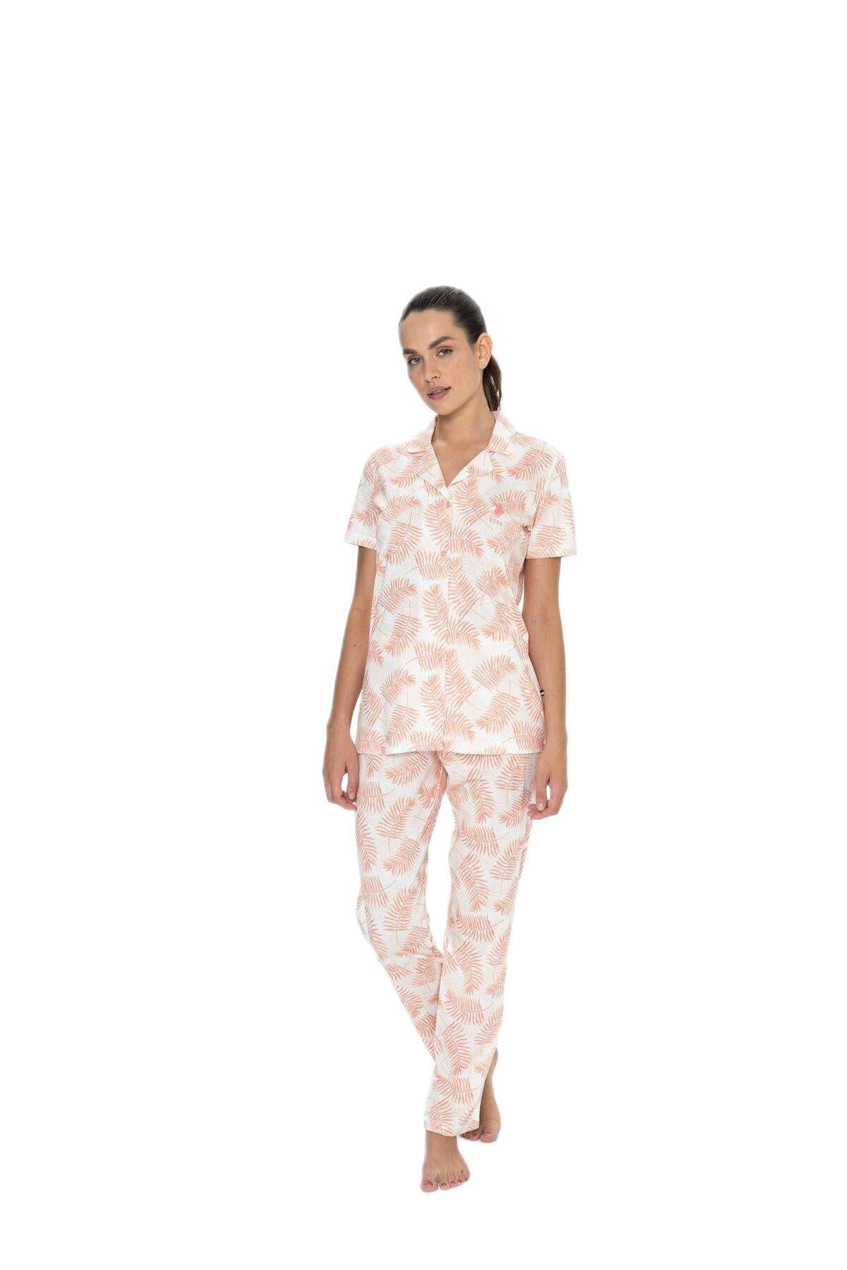 U.S. Polo Assn. Kadın Somon Pijama Takım 20087