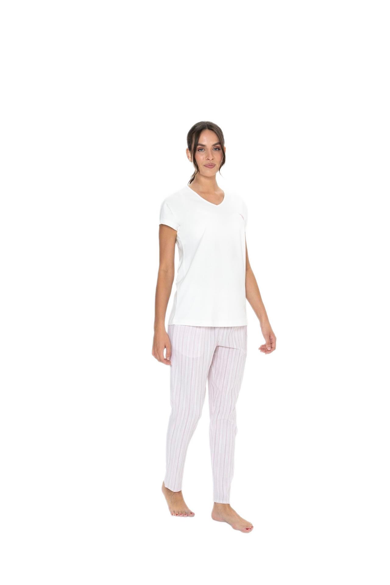 U.S. Polo Assn. Kadın Ekru Pijama Takım 20019 
