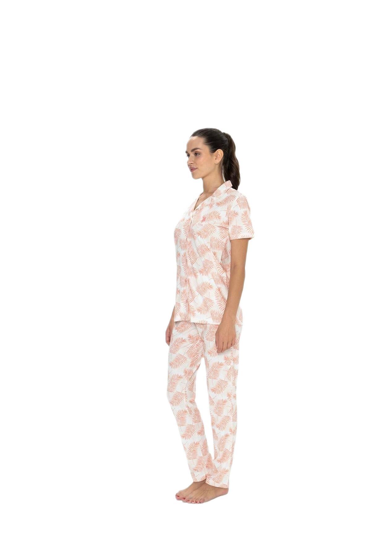 U.S. Polo Assn. Kadın Somon Pijama Takım 20087