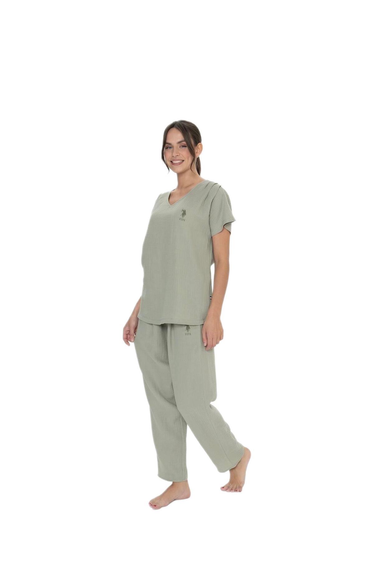 U.S. Polo Assn. Kadın Haki Pijama Takım 20015 