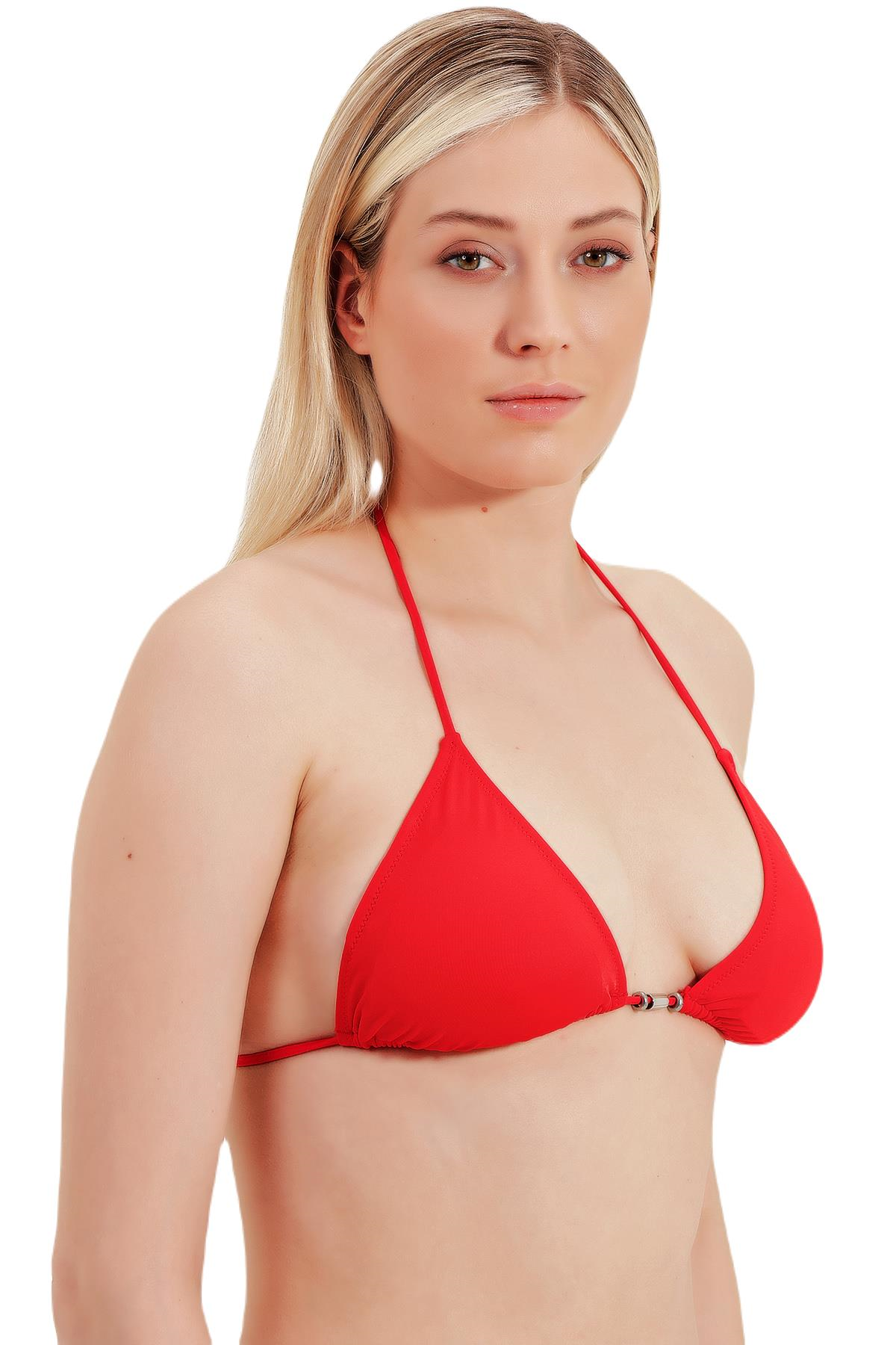 Zeki Üçgen Kırmızı Bikini Üst 