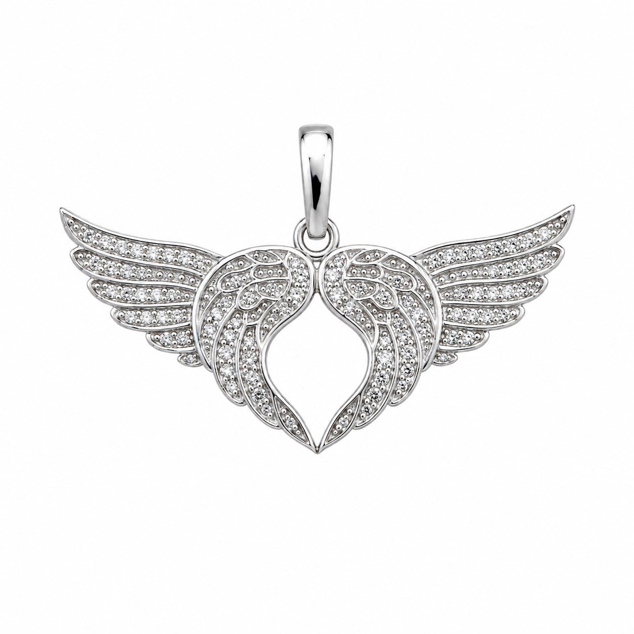 14 K White Gold Kaplama 925 Ayar Gümüş Kanat Tasarımlı Kolye