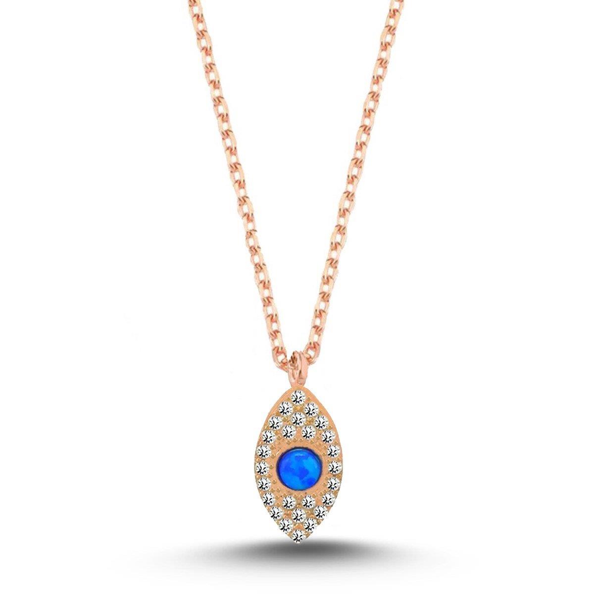 OPAL TAŞLI GÖZ ŞEKLİNDE KOLYE