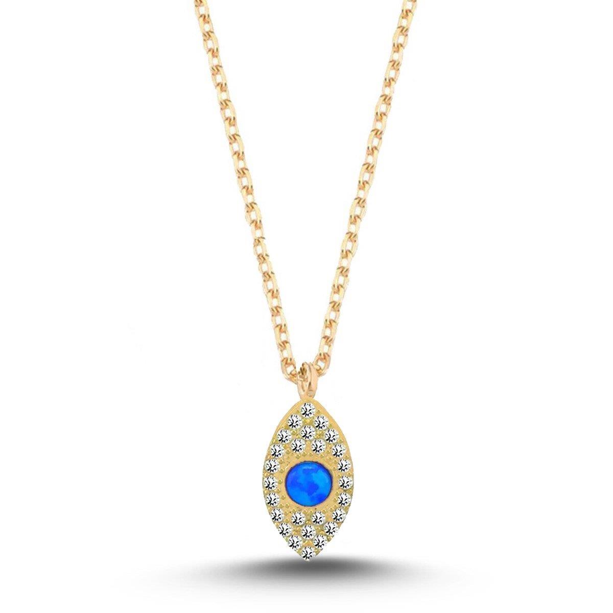 OPAL TAŞLI GÖZ ŞEKLİNDE KOLYE