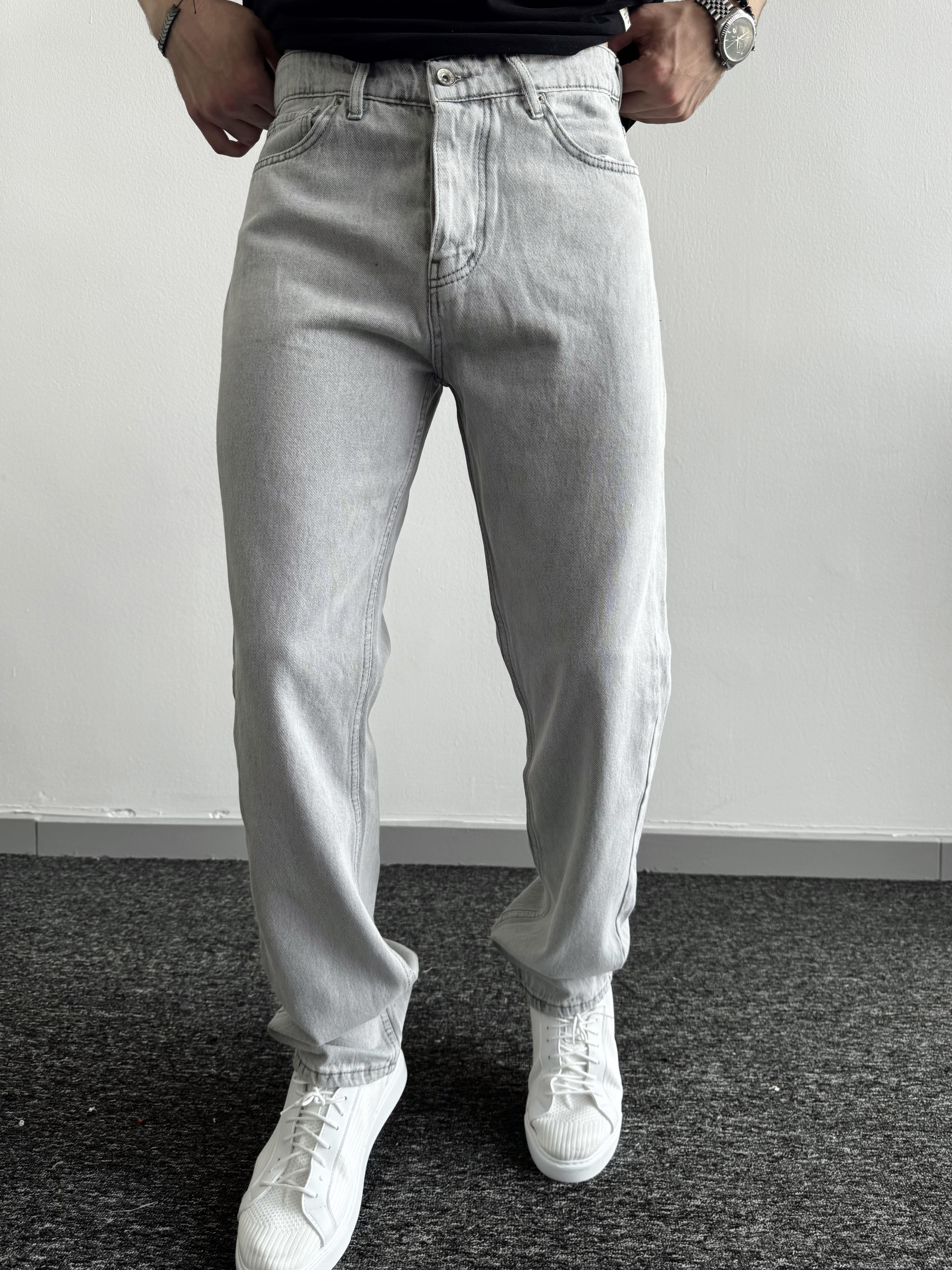 Erkek Baggy Rahat Kalıp Kot Pantolon Jean-Füme(E1005)Ketench